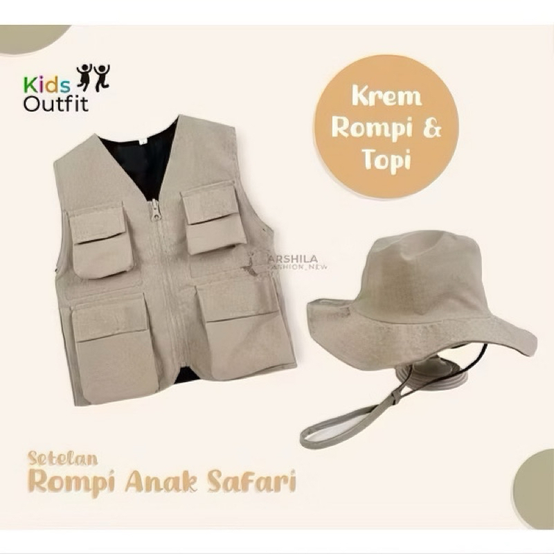 Rompi Anak Safari Gratis Topi/Rompi Anak Gratis topi/Rompi Anak Safari Petualang