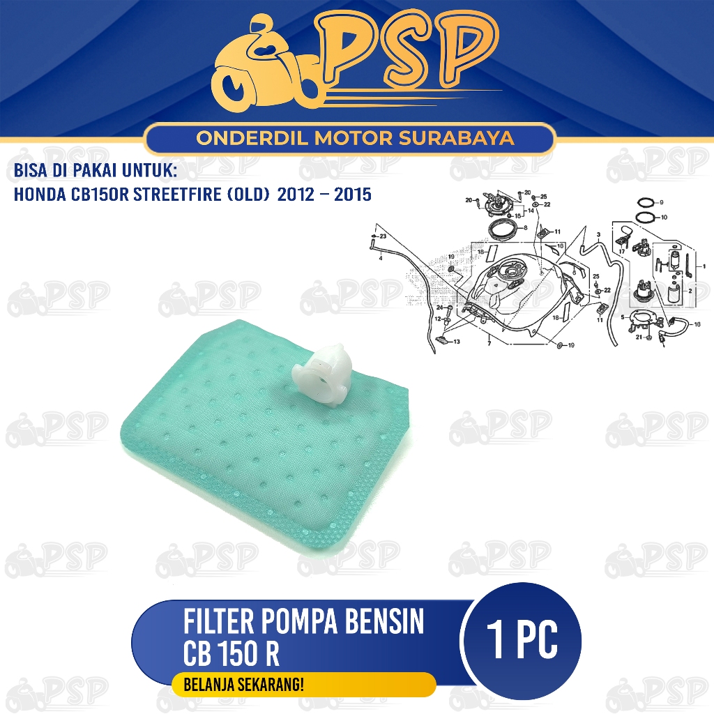 Filter Pompa Bensin CB 150R Old 2012 (Hijau) - Saringan Fuel Pump Pempes Honda CB150R StreetFire Old
