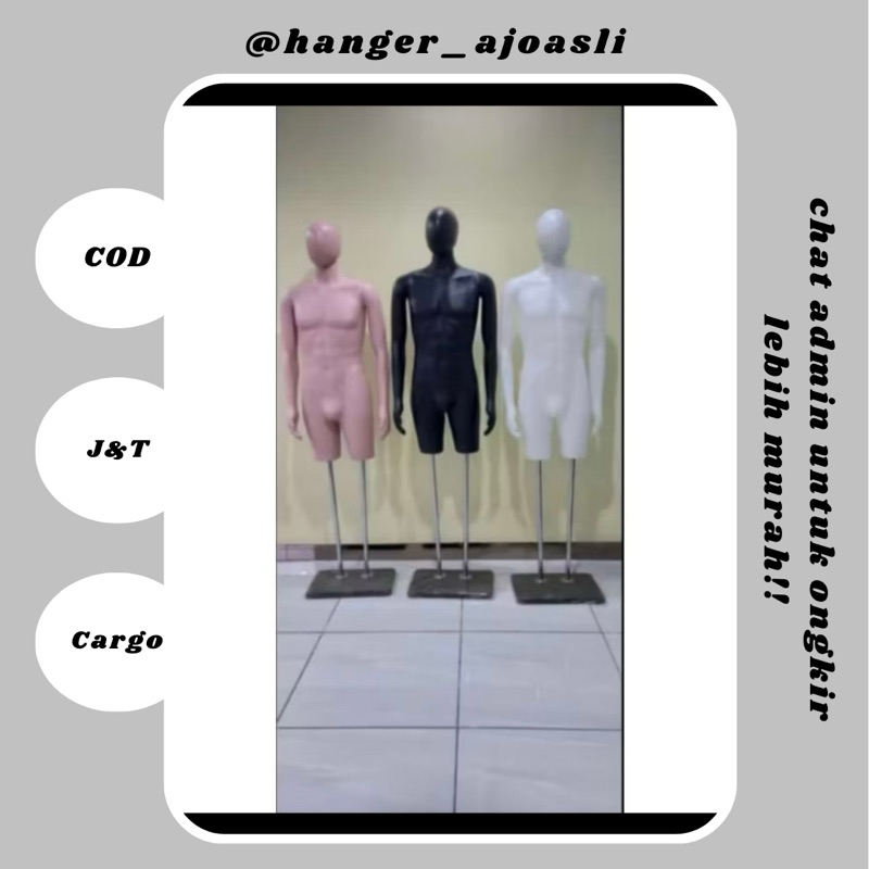 Manekin Patung Cowok Setengah Badan body fit