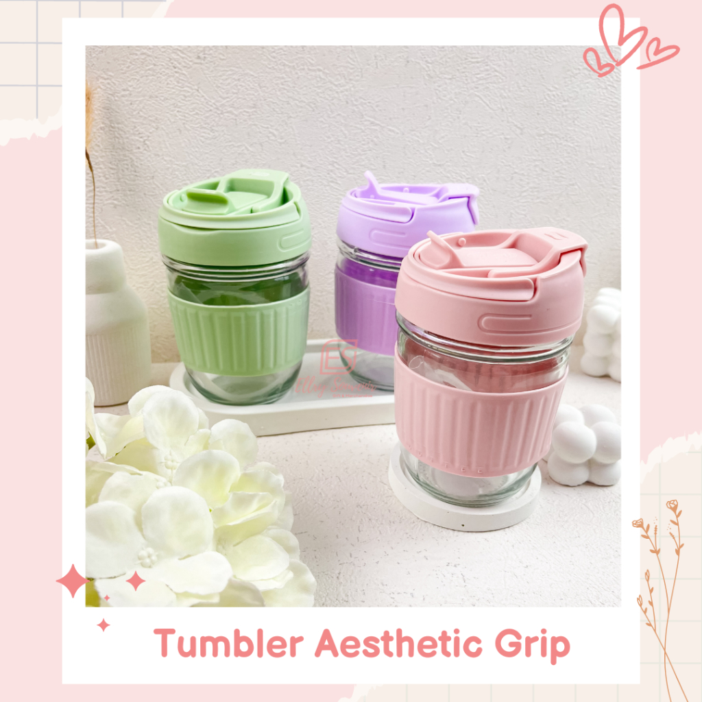 Gelas Botol Kaca Aesthetic Grip 350ml