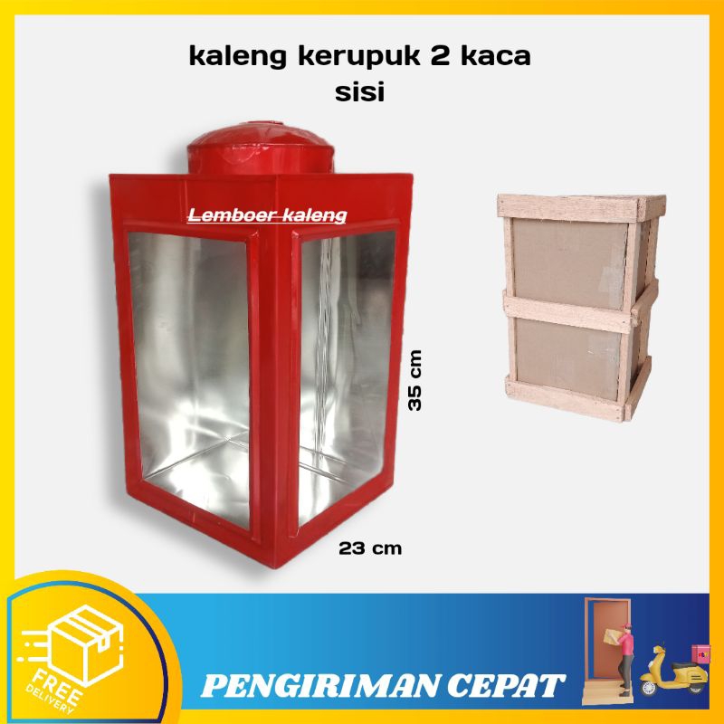 kaleng kerupuk kaca 2 sisi / kaleng kerupuk besar kaca 2 sisi