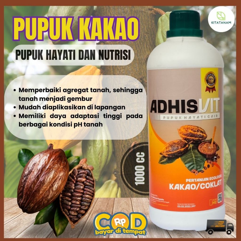 AdhisVit Kakao pupuk hayati cair 100% alami original 1000 cc - AdhisVit Khusus Kakao