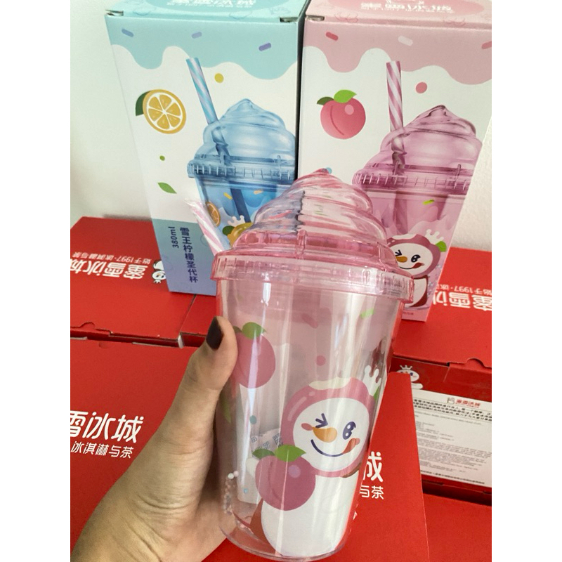 Botol minum mixue 380ml warna pink