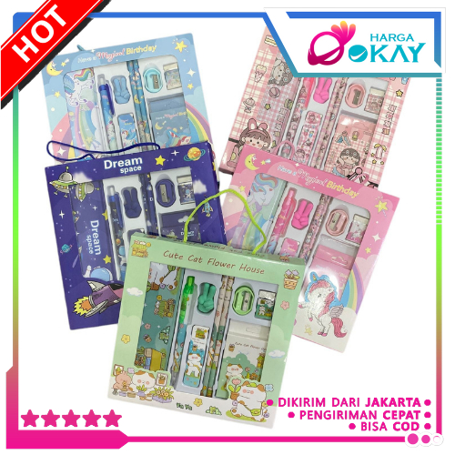 

HO Alat Tulis Set 9 In1 Stationery Karakter Lucu Set Perlengkapan Alat Tulis Sekolah Anak-Anak Murah Lengkap Souvenir Ulang Tahun Anak Alat Tulis 9 IN 1 Free Tempat Pensil Kaleng