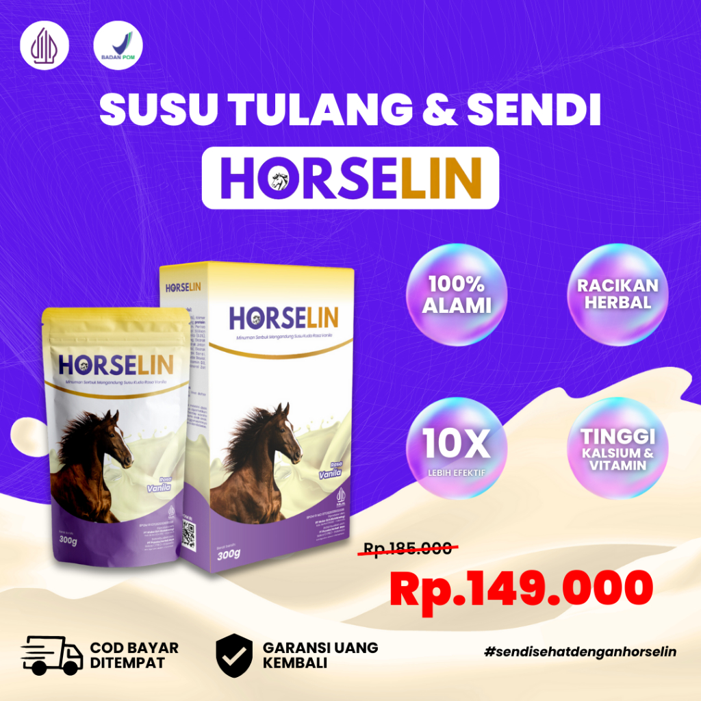 

HORSELIN Susu Kuda 1 Box 200Gram Untuk Merawat Kesehatan Sendi dan Meningkatkan Daya Tahan Tubuh