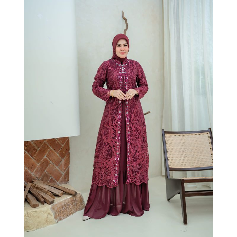 Gamis outer / gamis terbaru / gamis kondangan /gamis outer lepas pasang