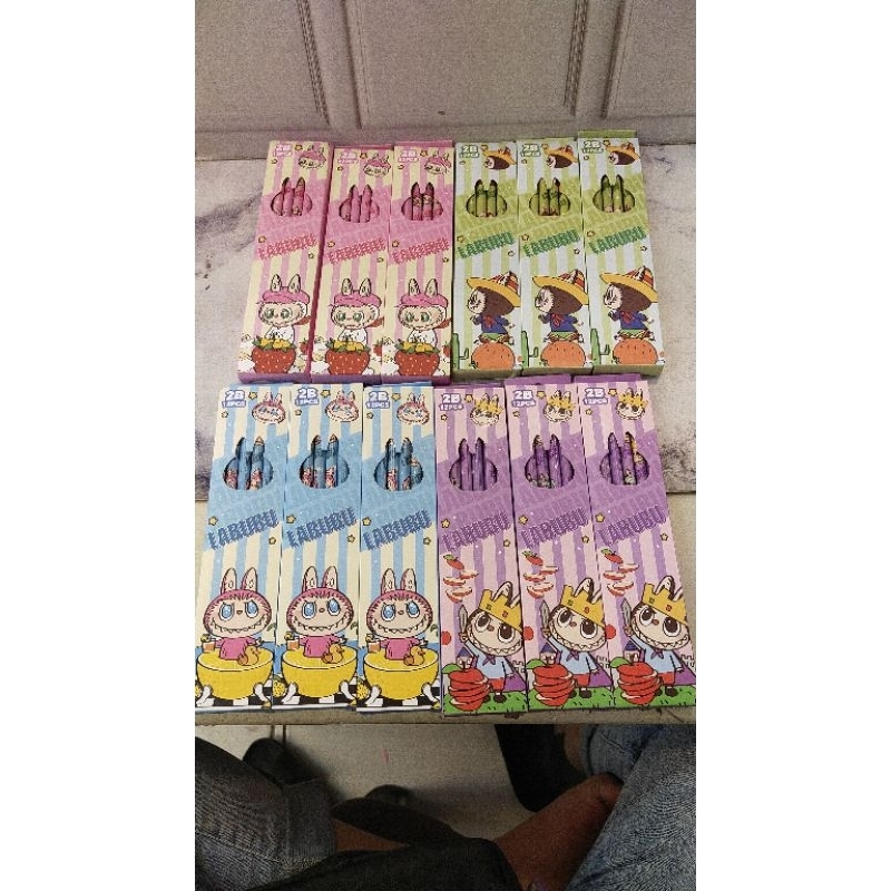 

Pensil Tulis 2B pensil karakter Labubu free rautan mini 1 pack isi 12 pcs