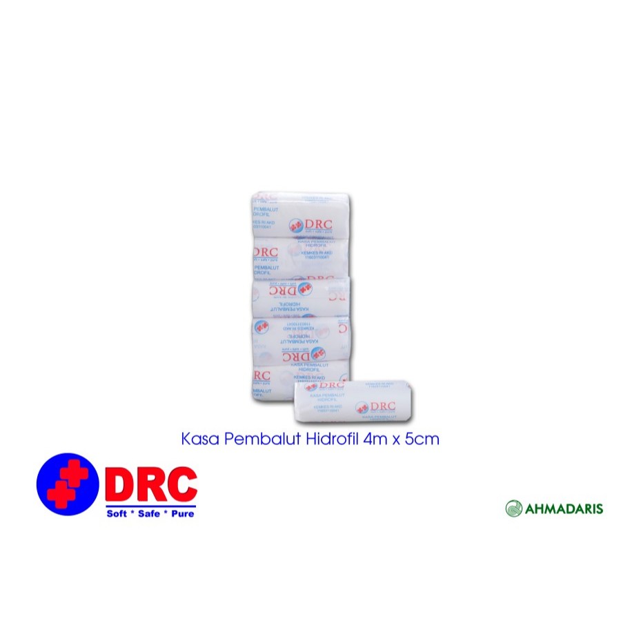 KASA PEMBALUT HIDROFIL 3,6mx5cm isi 5rol DRC (Verban Gulung untuk P3K) - 1 pack