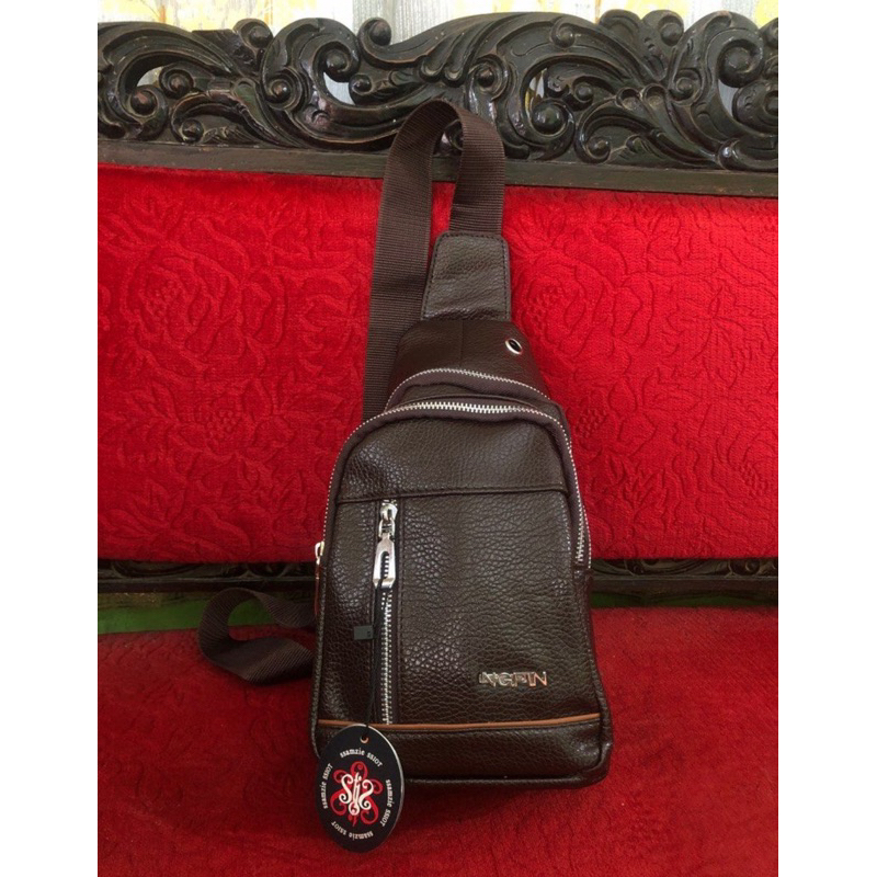 TAS WAIST BAG SELEMPANG PRIA KULIT ASLI BRAND SSAMZIE SSIOT NEW MASIH ADA TAG BAWAAN ORIGINAL WARNA 
