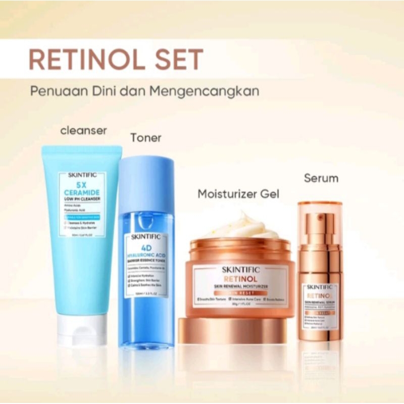 PAKET LENGKAP SKINTIFIC RETINOL ISI 4