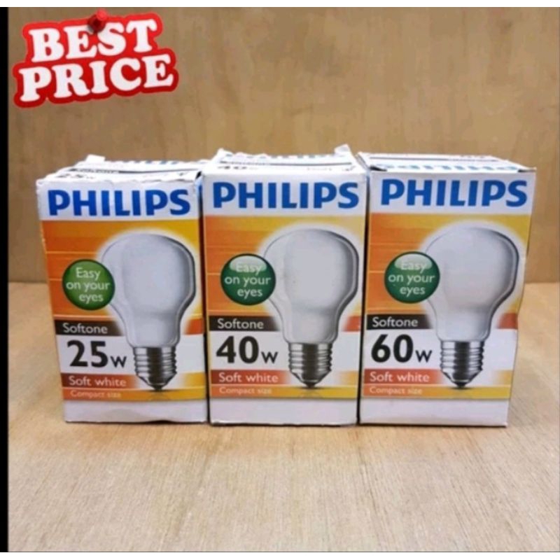 Lampu Philips Softone 40 | 60 | 75 | 100 Watt | Cahaya Semu Kuning | Penghangat Ayam