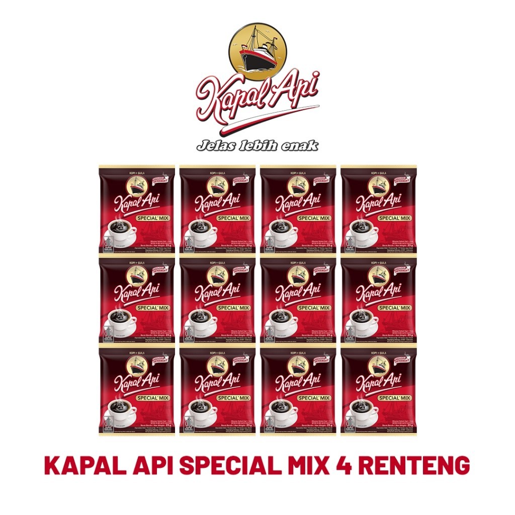 

Kapal Api Kopi Gula Aren Spesial Mix Paket 4 Renceng isi 40 sachet @23 gr