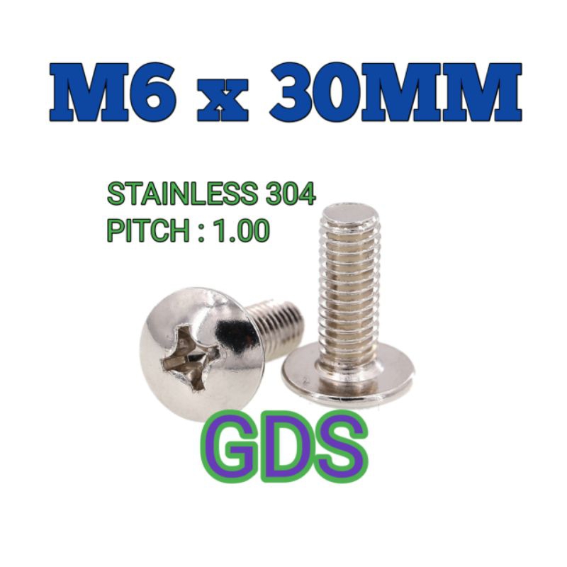 Baut JT M6 x 30MM Stainless 304 / Baut Payung SUS 304