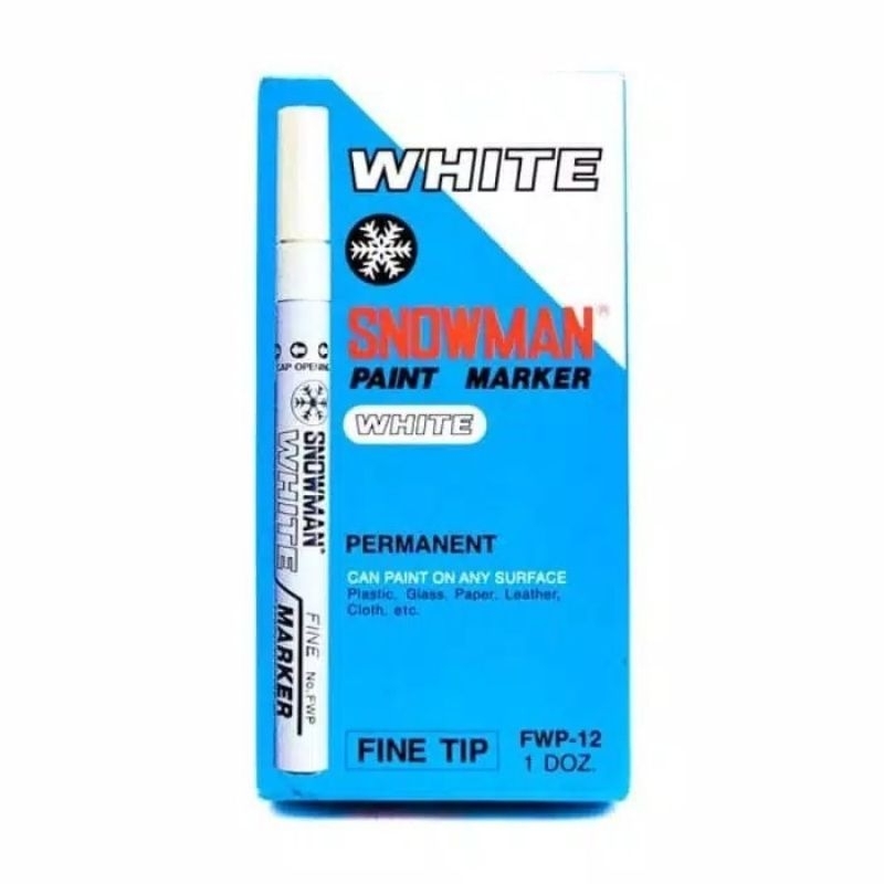 

spidol snowman fwp-12 satuan (1pcs) / spidol putih ukuran kecil / paint marker fine tip