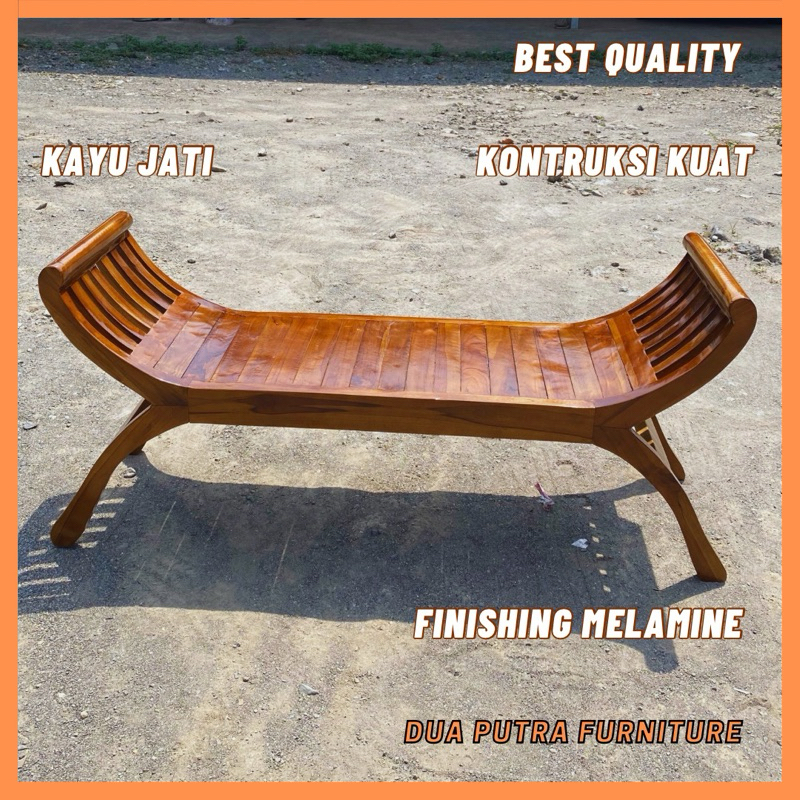 bangku yuyu tanpa sandaran, bangku teras, bangku taman, bangku yuyu kayu jati