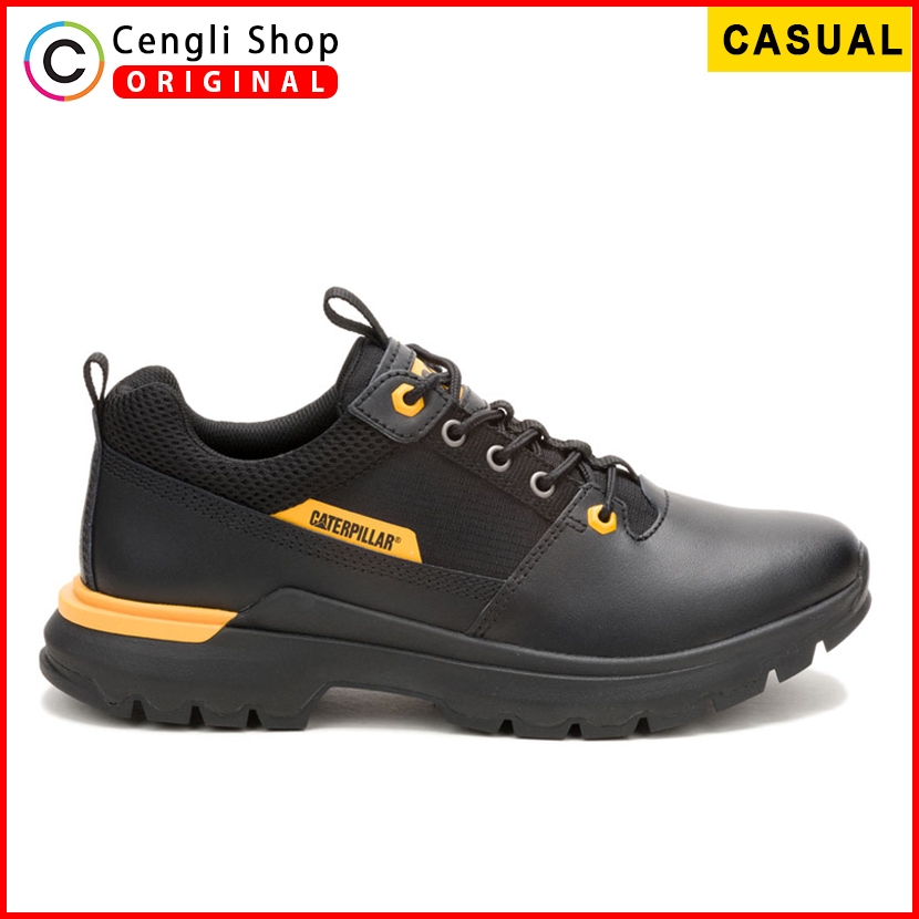 SEPATU CATERPILLAR SNEAKER KASUAL PRIA ORIGINAL SNEAKERS CASUAL KETS KULIT ASLI ORI HITAM BLACK CAT-