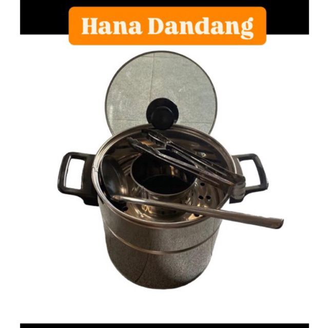 DANDANG BAKSO TUTUP KACA 16.18cm *PEGANGAN HITAM ANTI PANAS* MURAH BERKWALITAS