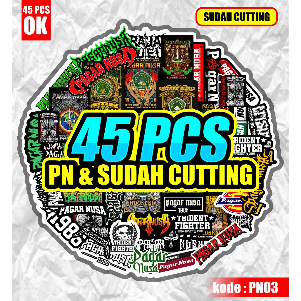 

paket stiker pagar nusa isi 45pcs bonus sudah cutting waterproof pt 2