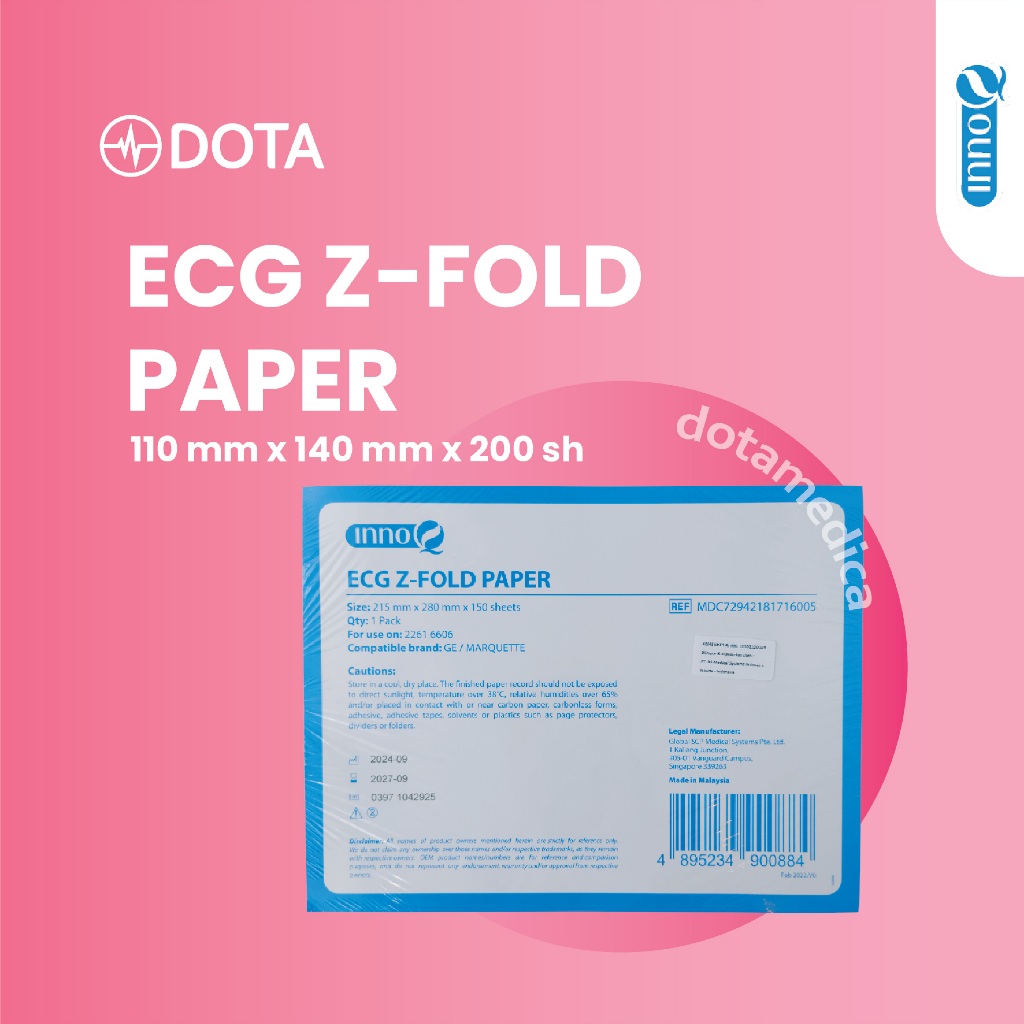 

Kertas EKG / Thermal Paper / ECG Z Fold Paper 215mm x 280mm x 150sh GE / Marquette [INNOQ]
