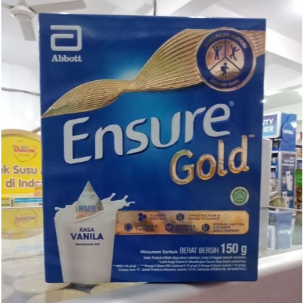 

DISKON SPESIAL!!! 1 Box Ensure Gold HMB Vanila 150 g - Nutrisi Dewasa Rendah Laktosa