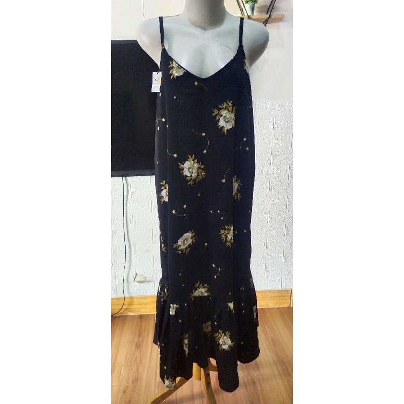 overall dress bunga-bunga