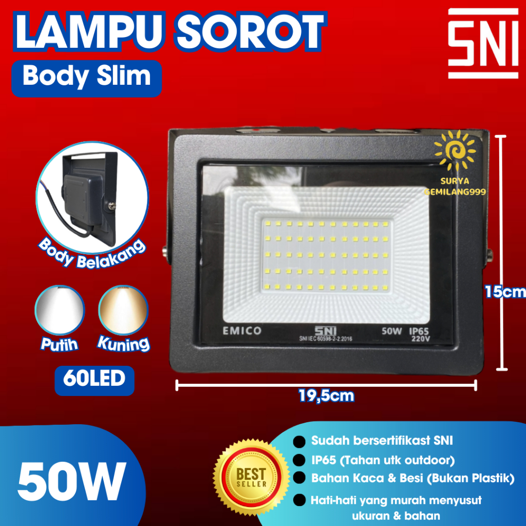 LAMPU SOROT LED 50W 50 WATT / FLOODLIGHT OUTDOOR TEMBAK LAPANGAN