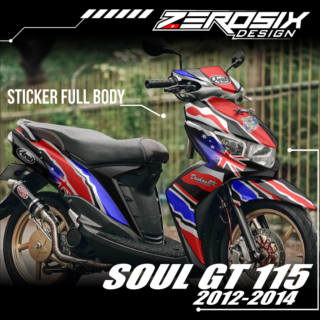 Stiker Decal Motor Mio SOUL GT 115 2012 2013 2014 2015 Full Body - Sticker SOUL GT Motif Arai