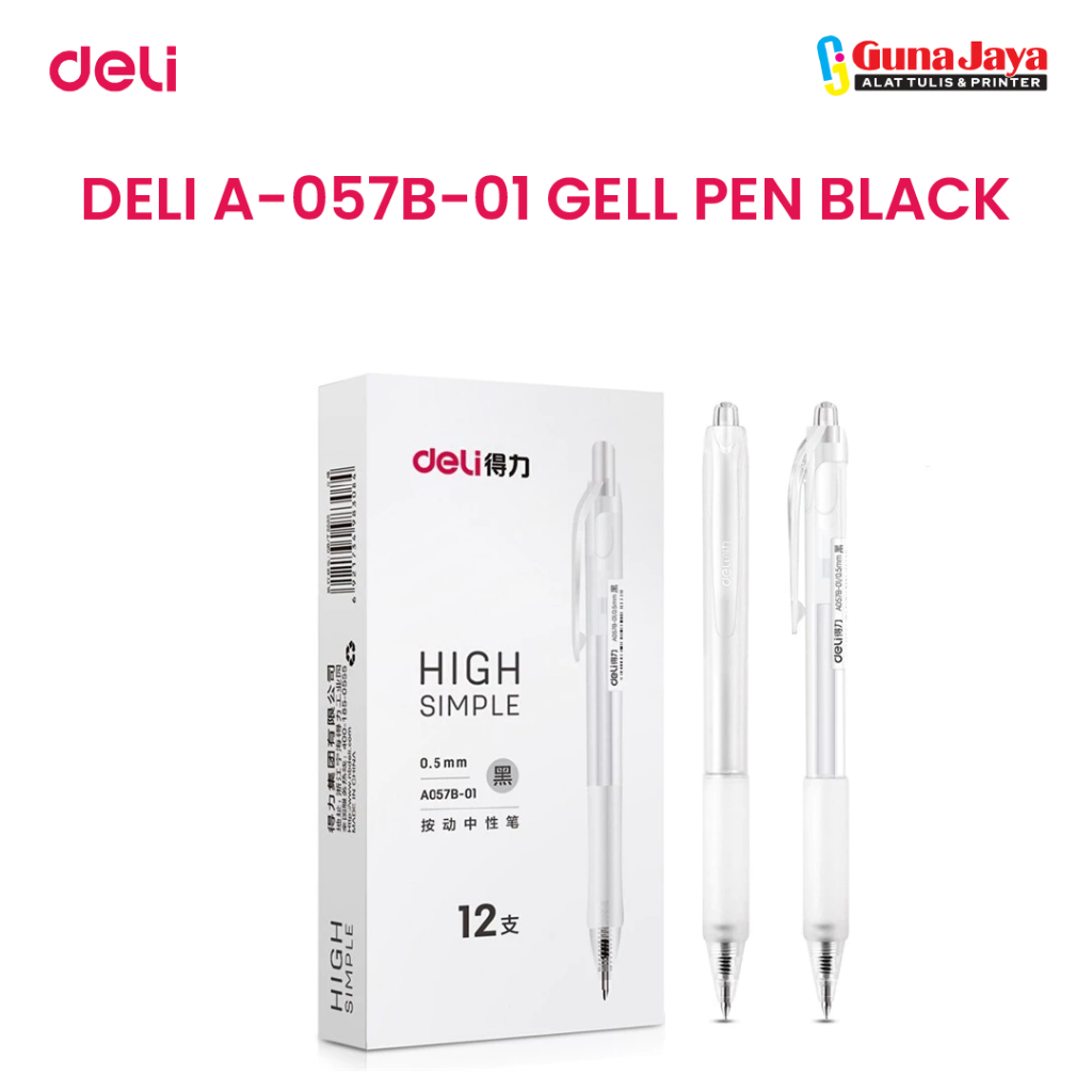 

Deli Gel Pen Pulpen Gel Retractable Tinta Hitam 0.5mm A057B-01