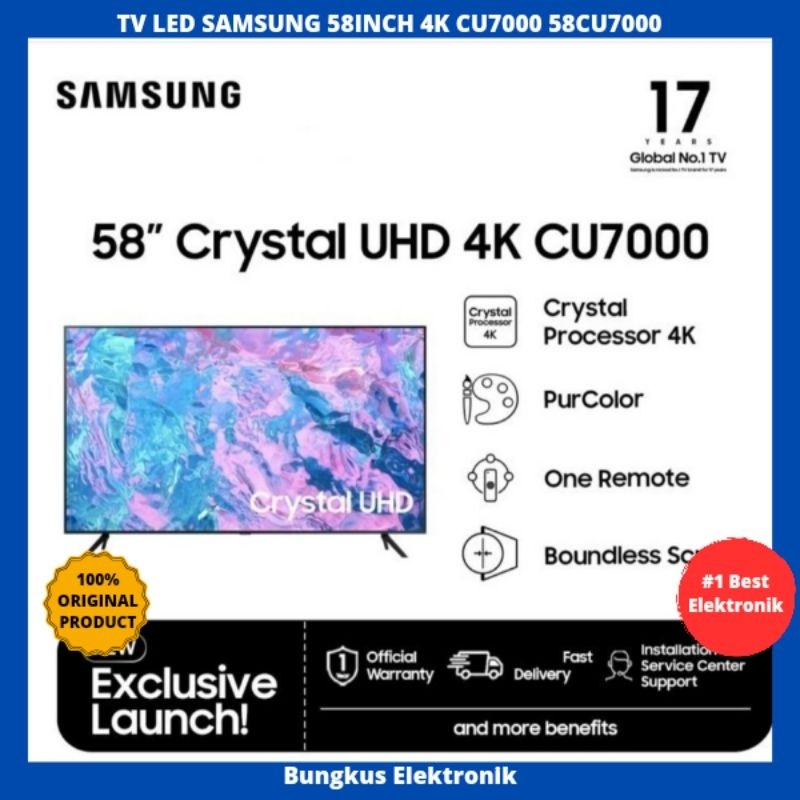 TV LED SAMSUNG 58INCH 4K UHD SMART TV 58CU7000