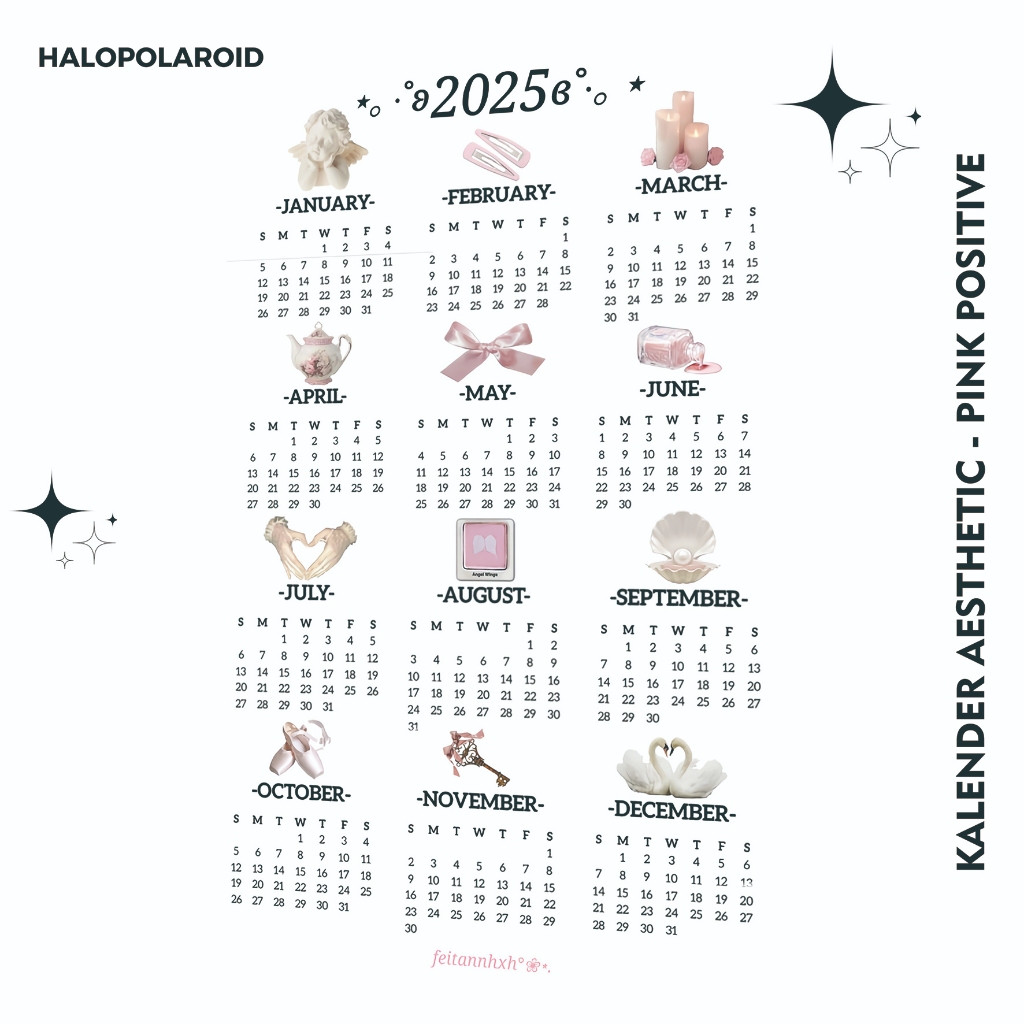 

[HALOPOLAROID] Kalender Aesthetic A3 2025 Kalender Estetik A3 Kalender Dinding Aesthetic A3 Kalender Stylish - Pink Positive