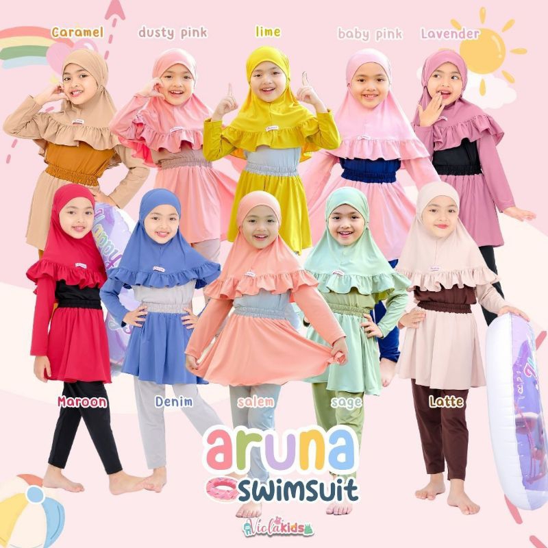 Violakids - Aruna Swimsuit / Baju Renang Anak Perempuan / Baju Renang Anak Muslimah / Baju Renang Sy
