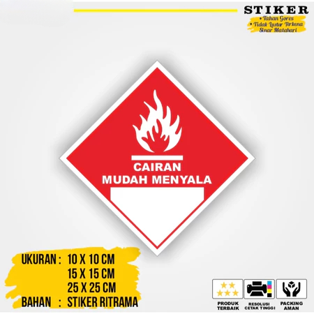 

Stiker Label B3 Hazmat Cairan Mudah Menyala K3 Limbah