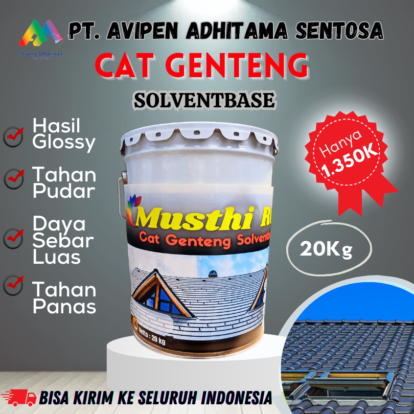 Cat Genteng Solventbase MusthiRoof 20 Kg Mengkilap Utk Seng Spandek