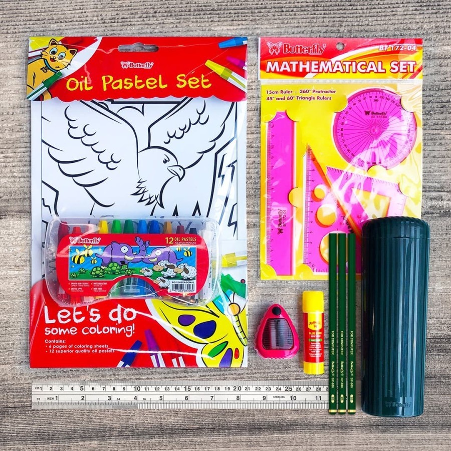 

Butterfly Stationery Kit Tote Bag / Paket Alat Tulis Sekolah Mewarnai