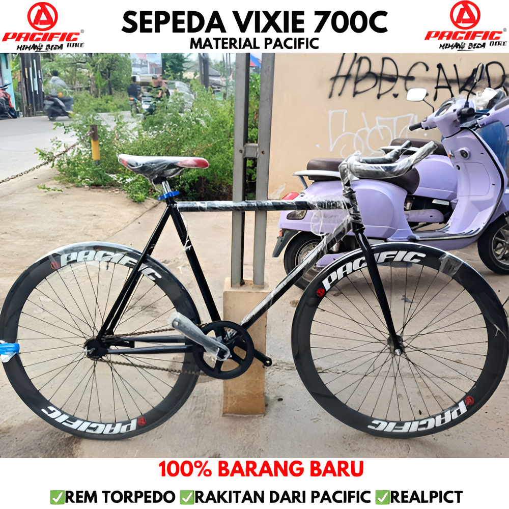 Sepeda Vixie 700c || Rem Torpedo || Rakitan Material dari Pacific || Ukuran M Rem || Frame Besi Paci