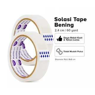 

Lakban Solasi Bening Pluto Tape 1 inch 24 MM x 60 Yard (Harga Grosir)