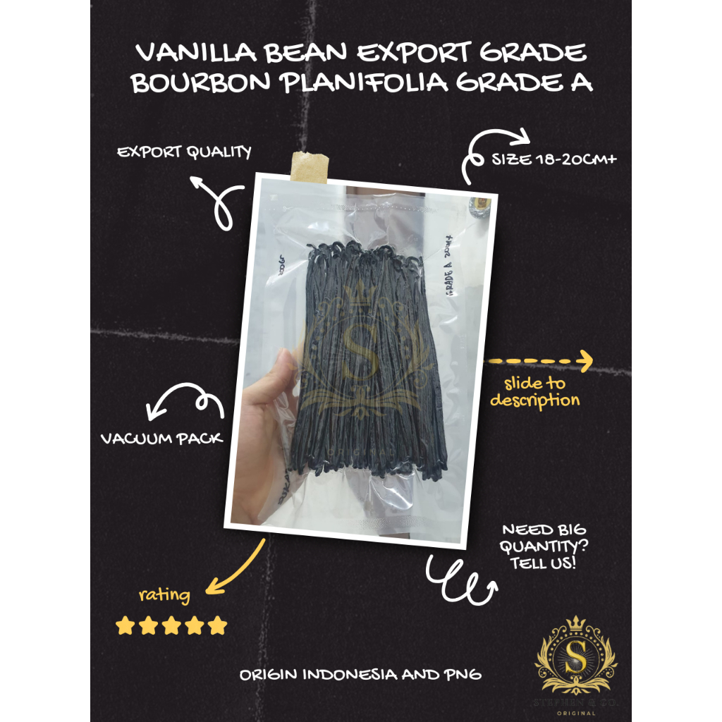 

TAHITI VANILLA BEANS 200gr -1000gr EXPORT QUALITY GRADE A GOURMET GRADE ORIGIN PNG PAPUA TAHITENSIS