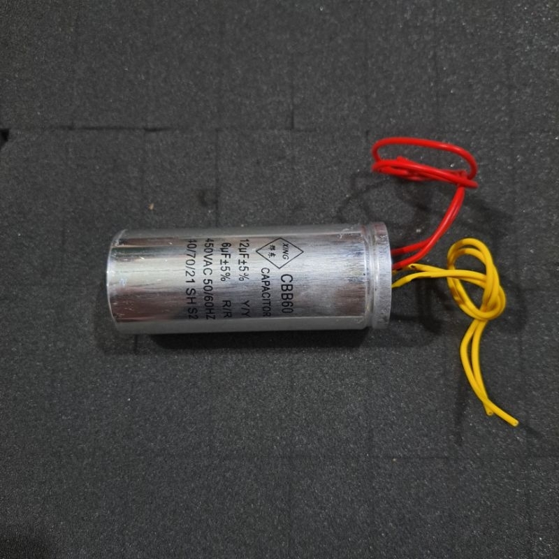 Kapasitor mesin cuci 12+6uf original Aqua