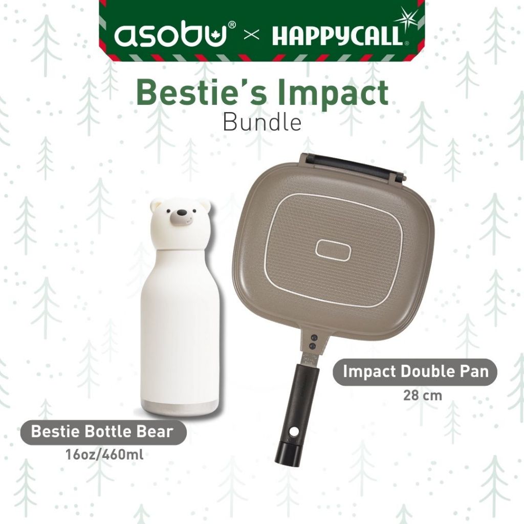 HAPPYCALL X ASOBU - BESTIE'S IMPACT (Impact Double Pan 28cm & Bestie Bottle Bear)