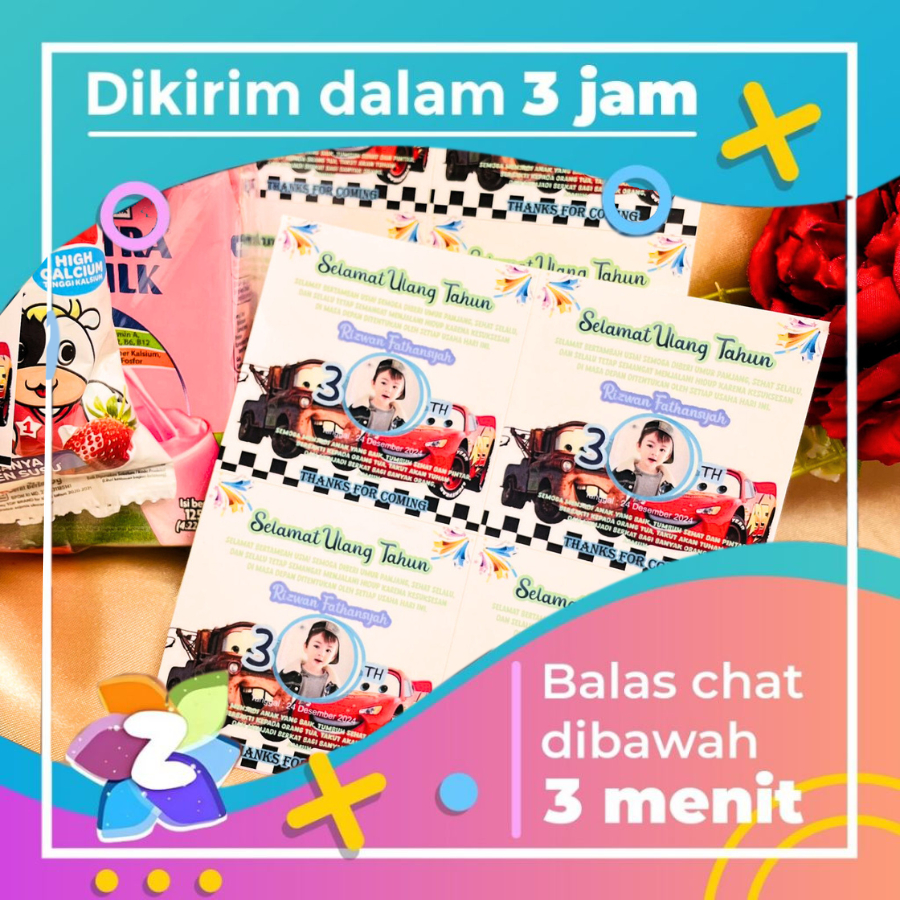 

2-4 Zennida Stiker Ultah Anak Ulang Tahun Label Bentuk Kotak Sticker Happy Birthaday Undangan Zen