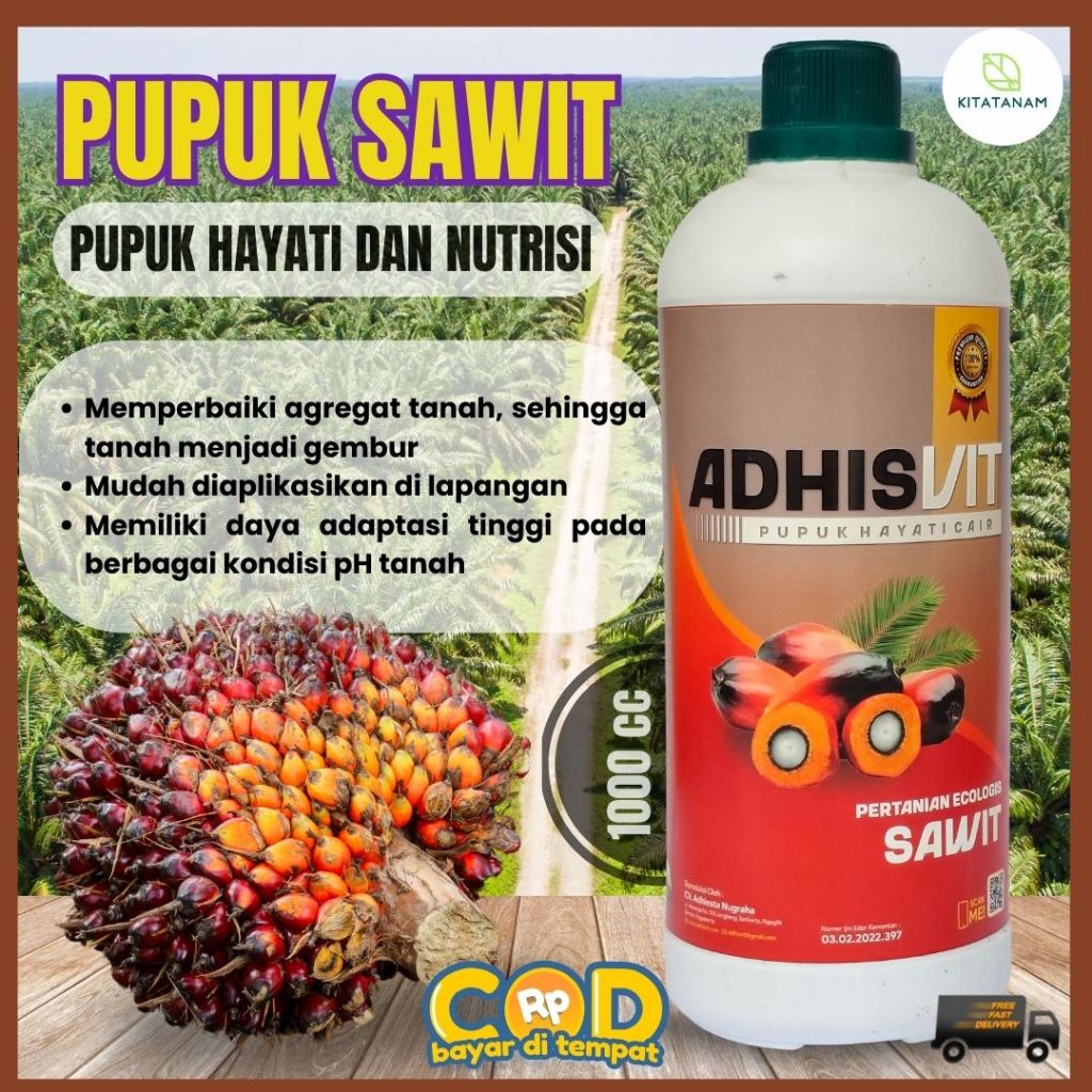 AdhisVit Sawit pupuk hayati cair 100% alami original 1000 cc - AdhisVit Khusus Sawit