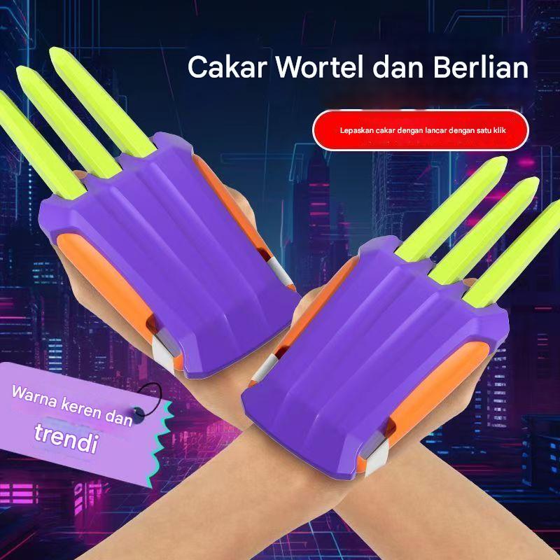 Cakar Wolverine Wortel Menyala Dalam Gelap/Cakar Wolverine Pria yang Dapat Ditarik