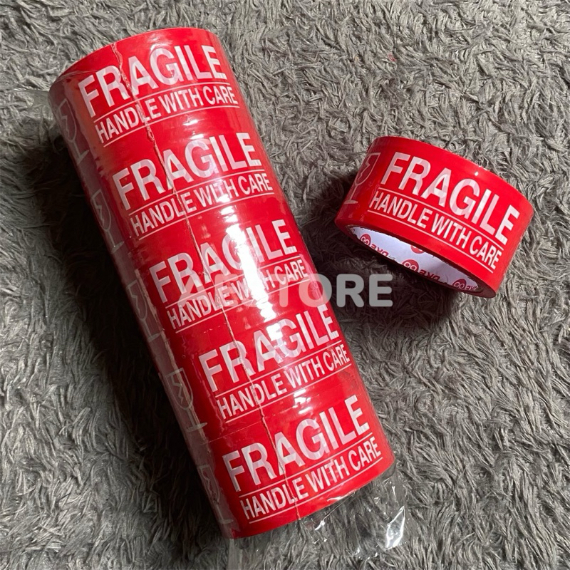 

[PCS] Lakban Fragile 2 inch x 100 yard Merah Jangan Dibanting Isolasi Selotip Packing Murah Kuat Anti Putus