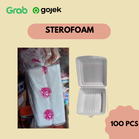 Styrofoam / Sterofoam Kotak Nasi Isi 100 Pcs