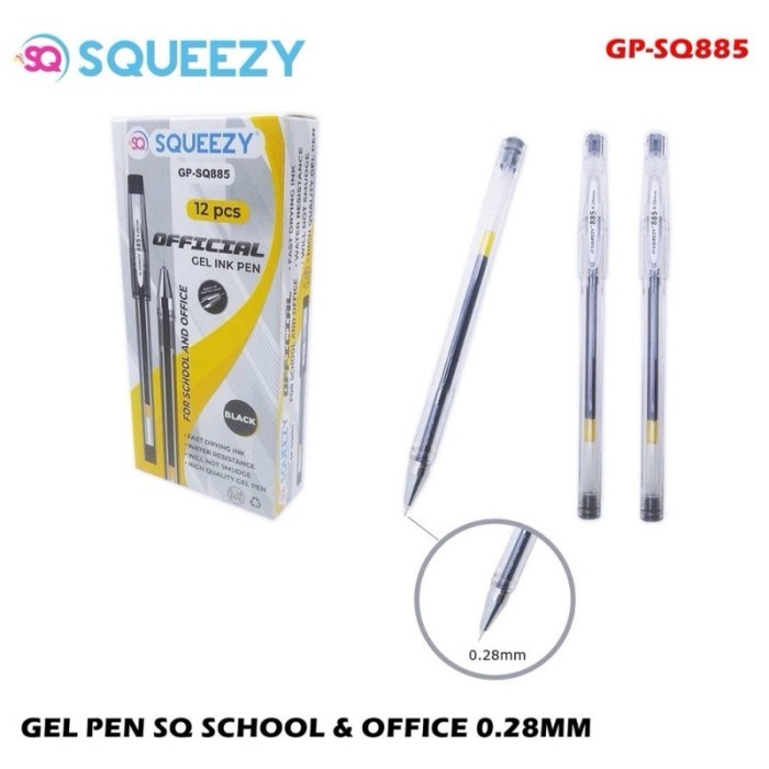 

TBMO (PACK) GEL PEN SQUEEZY OFFICIAL HITECH GP-SQ885 0.28MM HITAM ISI 12PCS