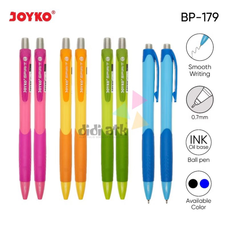 

Ball Pen Pena Pulpen Joyko Spirit BP-179 Warna Hitam 0.7mm 1 Pcs