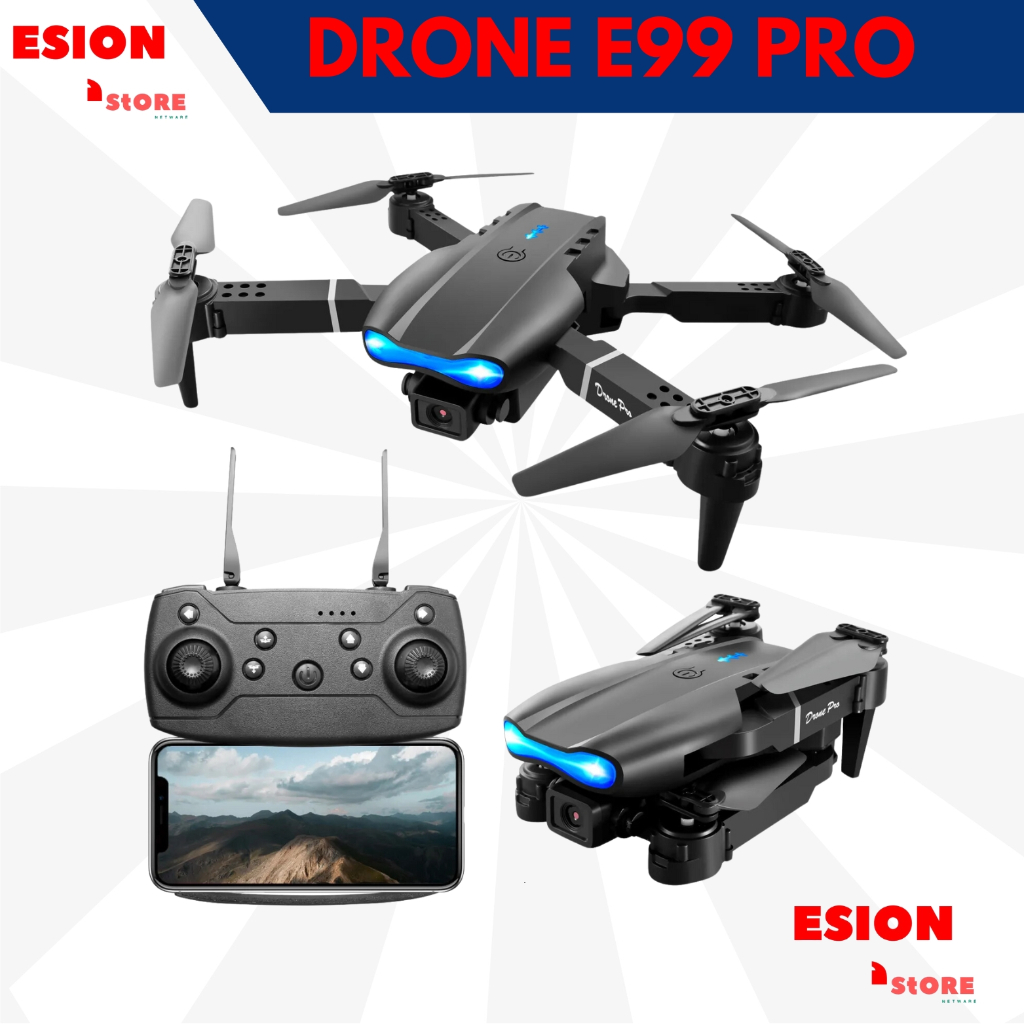 Drone Pro E99, kamera kendali jarak jauh 4k piksel, terbang kendali jarak jauh