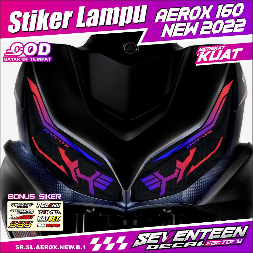COD STIKER VARIASI LAMPU ALIS MOTOR AEROX 160 NEW 2022 TRANSPARAN UV AEROX 160 NEW