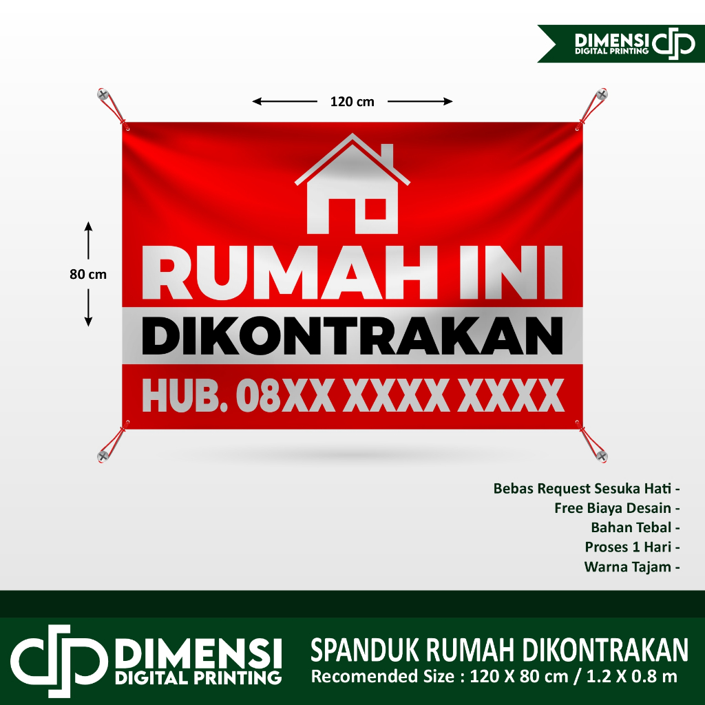 spanduk rumah ini dikontrakan / spanduk kontrakan