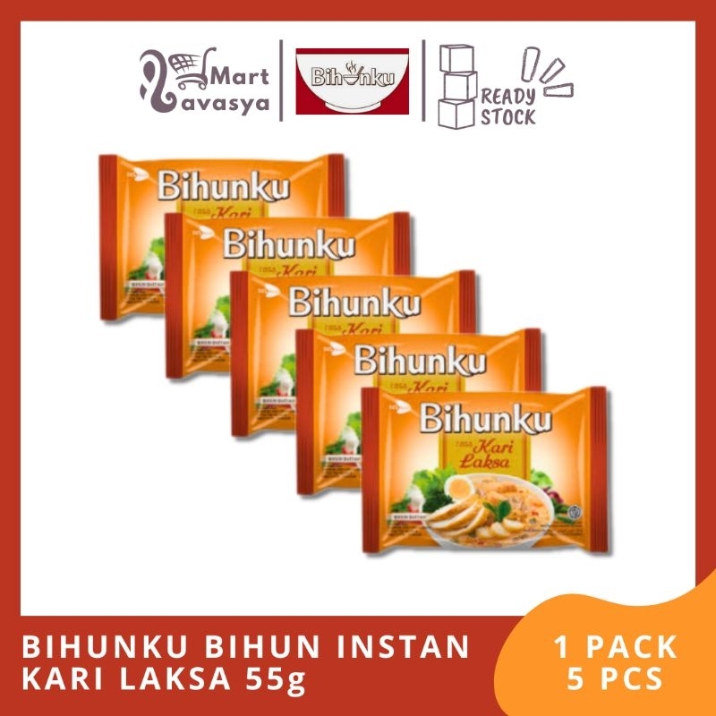 

BIHUNKU BIHUN INSTAN KARI LAKSA 55g - 1 PACK ( 5 PCS ) - KOTA BANDUNG - LAVASYA MART